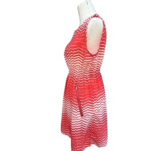 Feathers Coral Dress Sleeveless Zipper Pockets Casual Summer Dress Size L